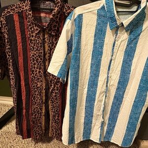 Men's Striped and Leopard Print Cotton Shirts